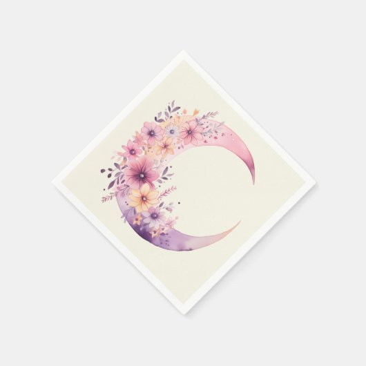 Rosa Halbmond mit Hübschen Blume Serviette (Ecke)