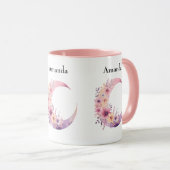 Rosa Halbmond mit Hübschen Blume Tasse (VorderseiteRechts)