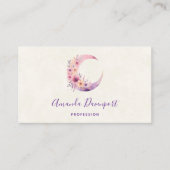 Rosa Halbmond mit Hübschen Blume Visitenkarte (Vorderseite)