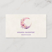 Rosa Halbmond mit Hübschen Blume Visitenkarte (Vorderseite)