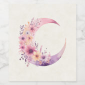 Rosa Halbmond mit Hübschen Blume Weinetikett (Einzelnes Label)