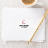 Rosa Halbmond mit Hübscher Blume Adresse Adressaufkleber (Insitu)