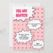 Rosa HalbtonPop-Kunst-Comic-inspirierter Einladung (Vorderseite)