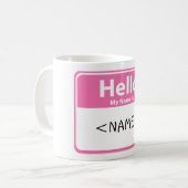 Rosa Hallo Mein Name ist:<NAME> Kaffeetasse (Vorderseite Links)