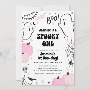 Rosa Halloween 1. Geburtstag Einladung