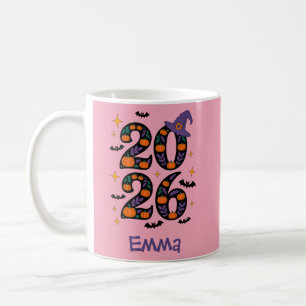 Rosa Halloween 2026 Kürbisse Hexenhut Gruselig Kaffeetasse