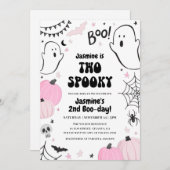 Rosa Halloween 2. Geburtstag Einladung (Vorne/Hinten)