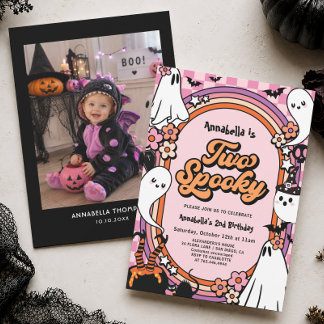 Rosa Halloween 2. Geburtstagsfeier Mädchen Einladung