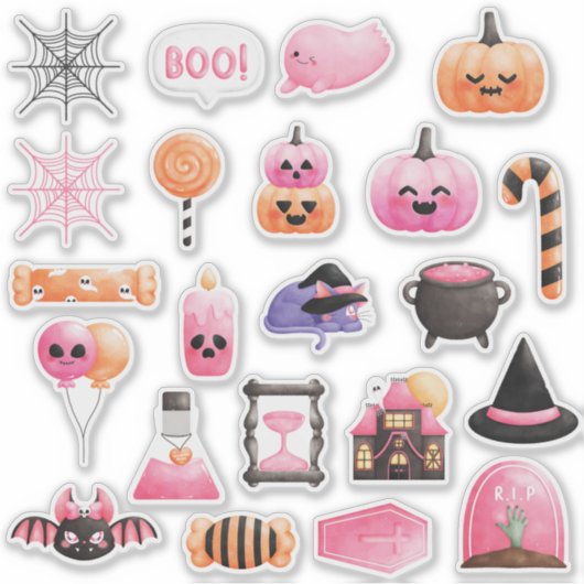 Rosa Halloween Aufkleber (Vorderseite)
