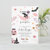 Rosa Halloween Baby Dusche Einladung (Stehend Vorderseite)
