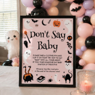 Rosa Halloween-Baby-Party - Spiel 'Sag nicht Baby' Poster