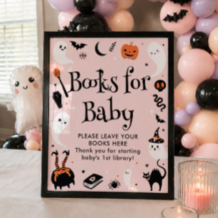 Rosa Halloween-Baby-Shower-Mädchen-Bücher für Baby Poster
