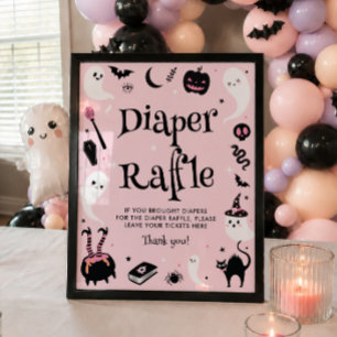 Rosa Halloween-Baby-Shower-Windel-Raffel  Poster