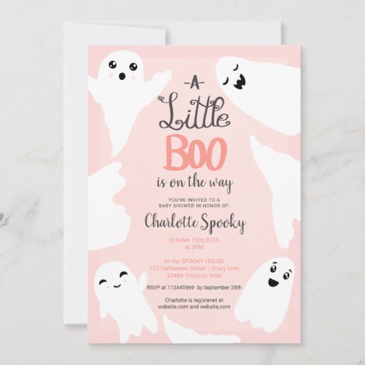 Rosa Halloween-Babydusche Einladung (Vorderseite)