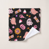 Rosa Halloween Badhandtuch Set (Waschlappen)
