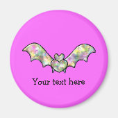 Rosa Halloween-Bat und Herz Magnet (Vorne)