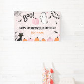 Rosa Halloween Boo Ghost Girls Happy Birthday Banner (InSitu)