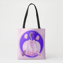 Rosa Halloween-Coquette-Kürbis mit Geistern Tasche