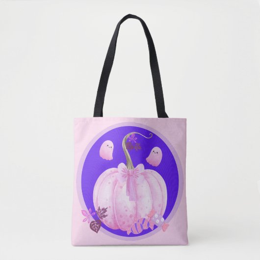 Rosa Halloween-Coquette-Kürbis mit Geistern Tasche (Vorderseite)