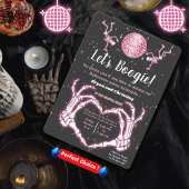 Rosa Halloween Dancing Skeletts Disco Ball Party Einladung