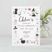 Rosa Halloween-Einladung Einladung (Stehend Vorderseite)