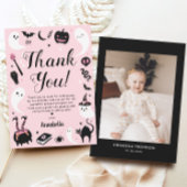 Rosa Halloween-Foto Dankeskarte