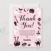 Rosa Halloween-Foto Dankeskarte (Vorderseite)