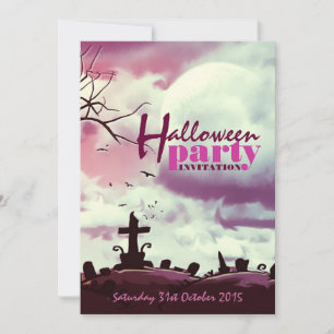 Rosa Halloween Full Moon Friedhof Einladung
