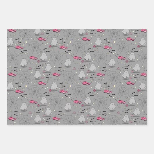 Rosa Halloween für Kinder Bootschiff Liebe Kätzche Geschenkpapier Set (Vorderseite 3)