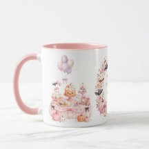 Rosa Halloween Geburtstag Zweifarben-Tasse