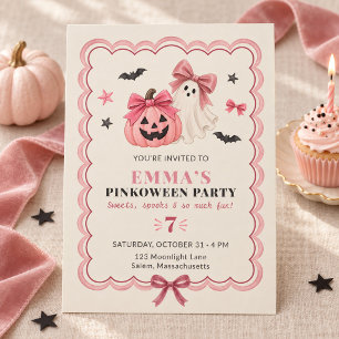 Rosa Halloween-Geist-Geburtstagsfeier-Einladung Einladung