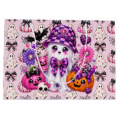 Rosa Halloween-Geist Große Geschenktüte (Rückseite)
