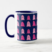 Rosa Halloween-Geister in Dark Blue Tasse (Links)
