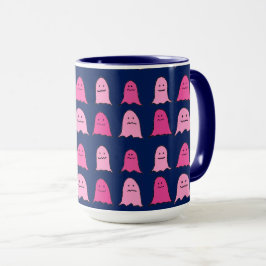Rosa Halloween-Geister in Dark Blue Tasse