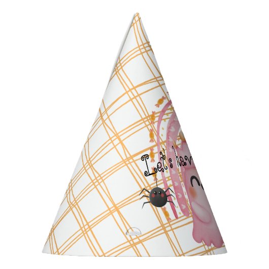 Rosa Halloween Geisterspinne und Regenbogengeburts Partyhütchen (Links)