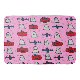 Rosa Halloween Gespenster, Fledermäuse und Kürbisl Badematte