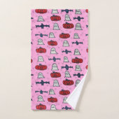 Rosa Halloween Gespenster, Fledermäuse und Kürbisl Badhandtuch Set (Handtuch)