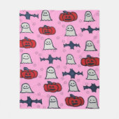 Rosa Halloween Gespenster, Fledermäuse und Kürbisl Fleecedecke (Vorderseite)