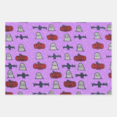 Rosa Halloween Gespenster, Fledermäuse und Kürbisl Geschenkpapier Set (Vorderseite 3)