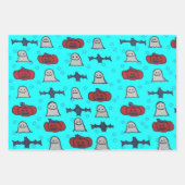 Rosa Halloween Gespenster, Fledermäuse und Kürbisl Geschenkpapier Set (Vorderseite 2)