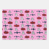 Rosa Halloween Gespenster, Fledermäuse und Kürbisl Geschenkpapier Set (Vorderseite)