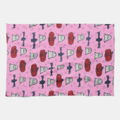 Rosa Halloween Gespenster, Fledermäuse und Kürbisl Geschirrtuch (Horizontal)