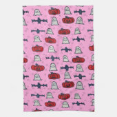 Rosa Halloween Gespenster, Fledermäuse und Kürbisl Geschirrtuch (Vertikal)