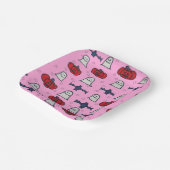 Rosa Halloween Gespenster, Fledermäuse und Kürbisl Pappteller (Gewinkelt)