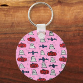 Rosa Halloween Gespenster, Fledermäuse und Kürbisl Schlüsselanhänger (Vorderseite)