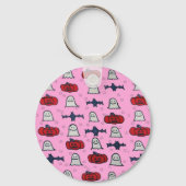 Rosa Halloween Gespenster, Fledermäuse und Kürbisl Schlüsselanhänger (Rückseite)