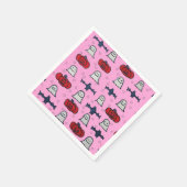 Rosa Halloween Gespenster, Fledermäuse und Kürbisl Serviette (Ecke)