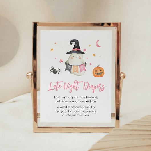 Rosa Halloween Ghost Little Boo Spate Night Diaper Poster