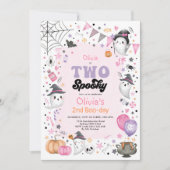 Rosa Halloween Ghost Two Spooky 2. Geburtstag Einladung (Vorderseite)