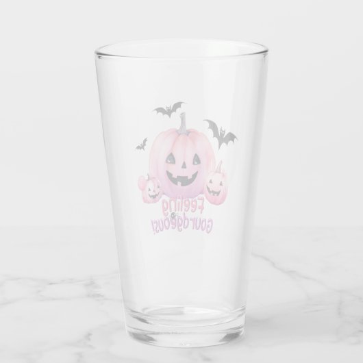 Rosa Halloween Glas (Rückseite)